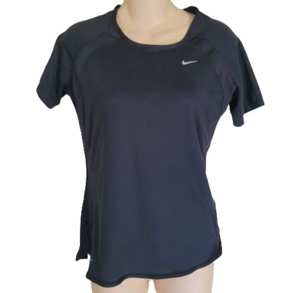 Nike Dri-Fit Black Short Sleeve Running Activewear Top Size Women's Small - Picture 1 of 9